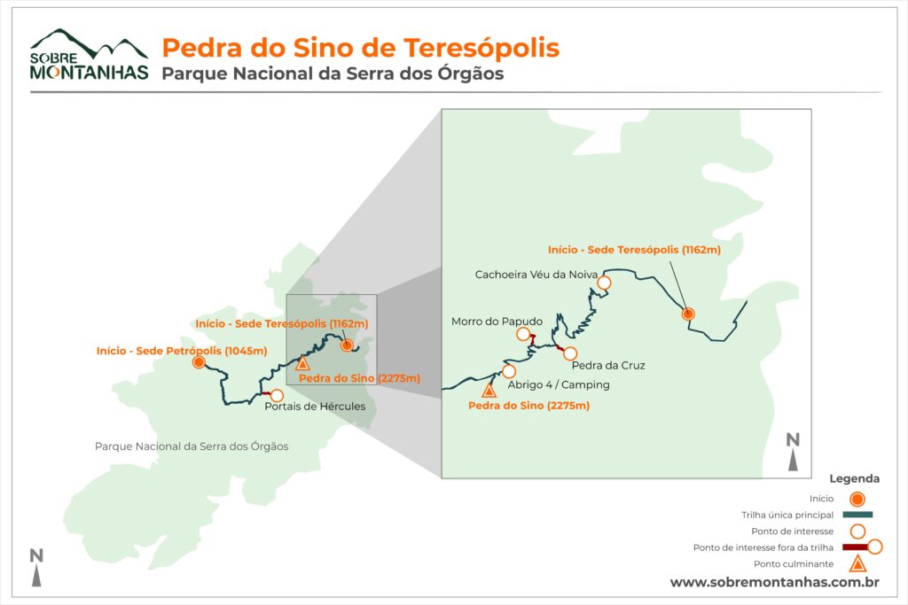 Pedra do Sino, o ponto mais alto do Parque Nacional da Serra dos Órgãos! 4 pedra do sino mapa 1